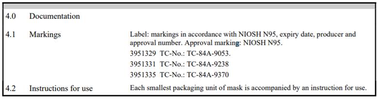 Drager NIOSH approval numbers